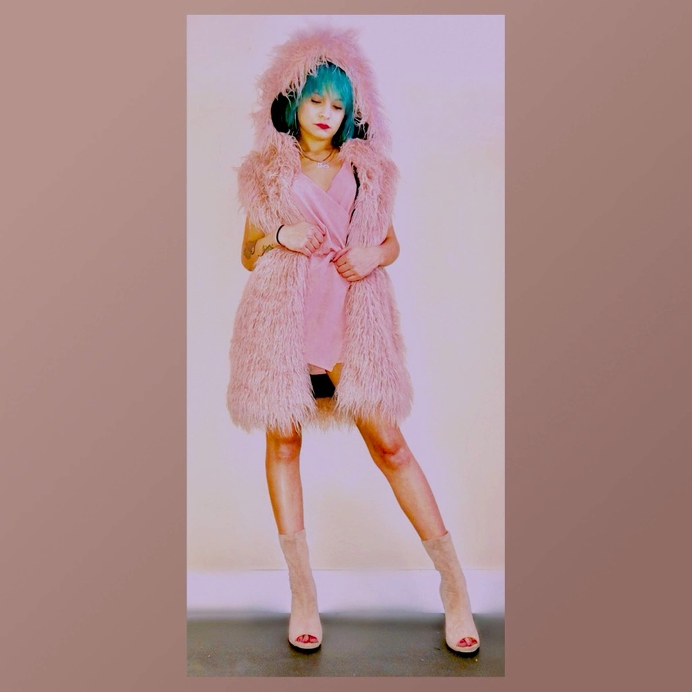 Pinko Pink Longline Fur Vest NWT